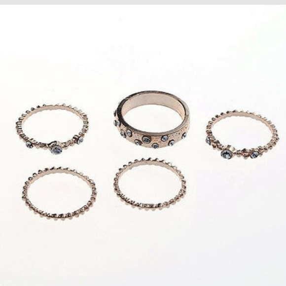 New 5Pcs/Set Crystal Rose Gold Stackable Ring - Picture 6 of 6